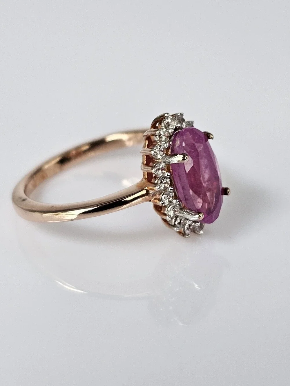 Genuine Pink Sapphire 💗 Ring Rose Gold/ Sterling Silver Size 6!